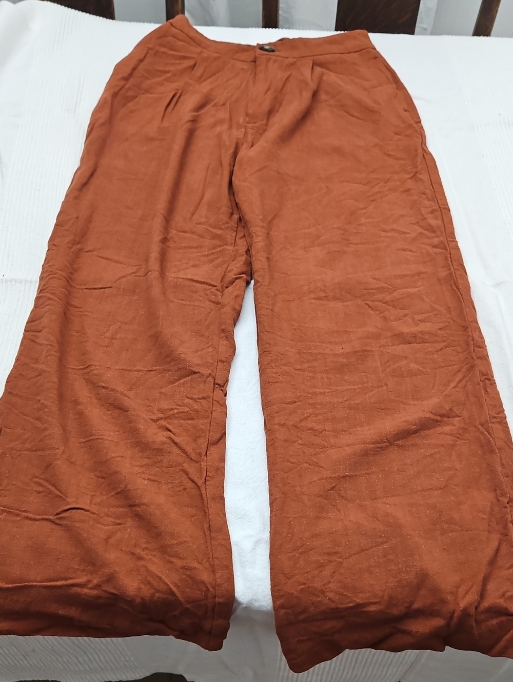 ASOS Wide-Leg Linen Blend Pants in Burnt Orange